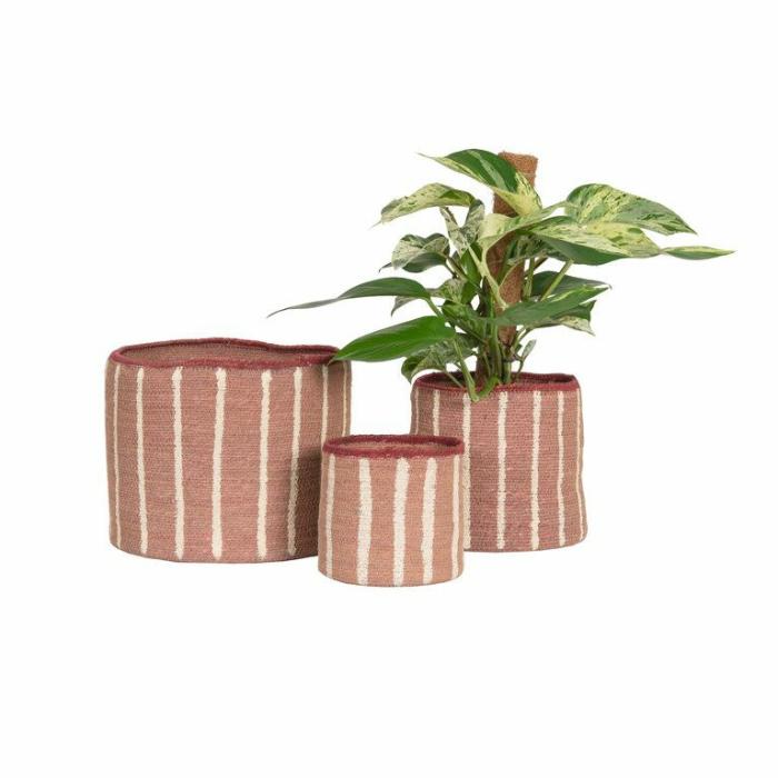 Baskets & Pot Bags | Artisan Basket Stripe Blush Baskets & Pot Bags Baskets & Pot Bags