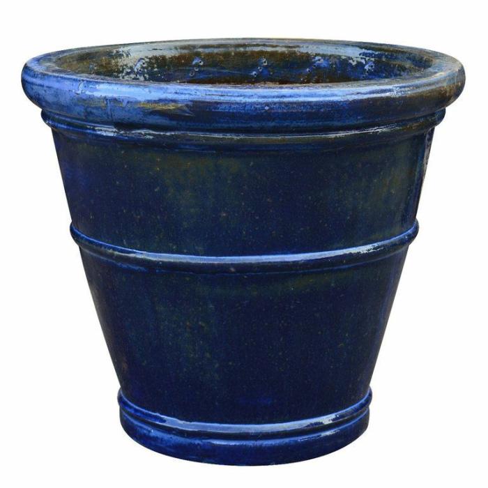 Feature Pots & Urns | Nimes Round Pot With Lip Antique Blue Feature Pots & Urns Blue