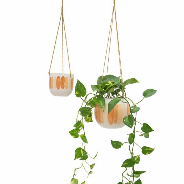 Indoor Pots | Artisan Hanging Planter White Indoor Pots Indoor Pots