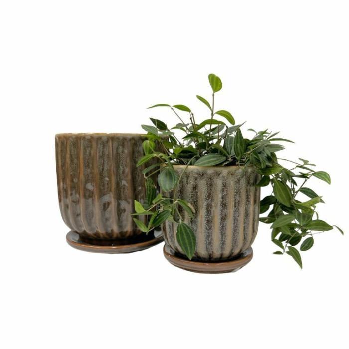 Indoor Pots | Evita Planter Moss Indoor Pots Dark Green