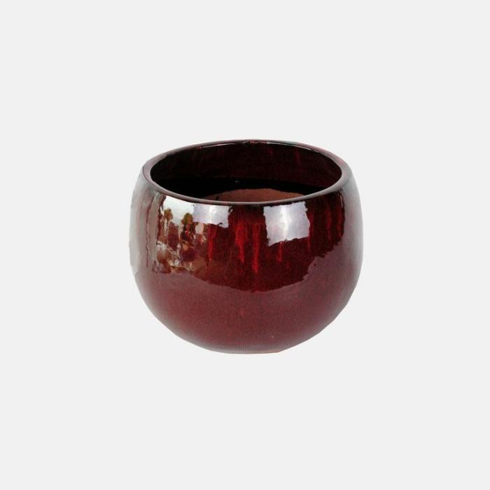 Outdoor Pots | Glazed Bowl Pot Red Outdoor Pots Outdoor Pots