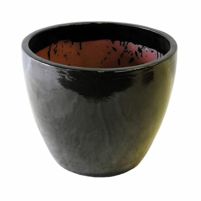 Outdoor Pots | Glazed Egg Pot Black Outdoor Pots Black