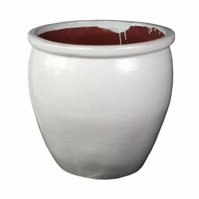 Outdoor Pots | Glazed Round Pot With Lip Outdoor Pots Outdoor Pots