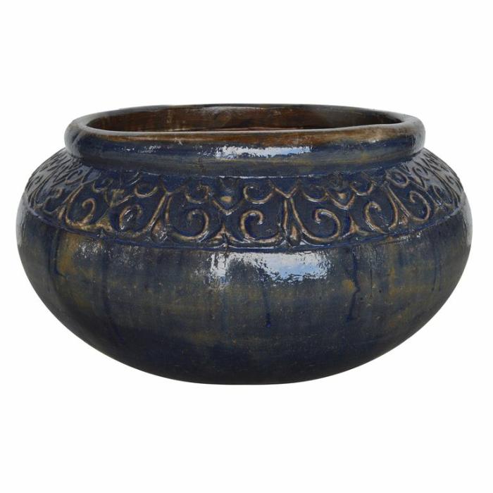 Outdoor Pots | Gumla Bowl With Lip Antique Blue Feature Pots & Urns Blue