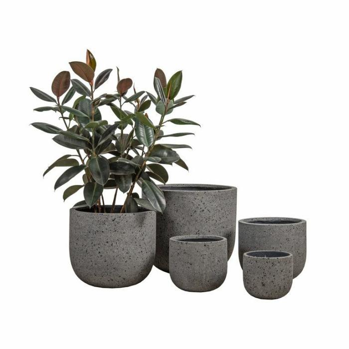 Outdoor Pots | Leighton Drum Cement Outdoor Pots Cement