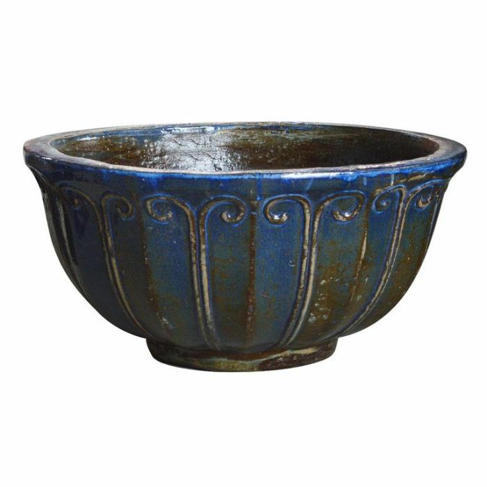 Outdoor Pots | Nagari Bowl Antique Blue Feature Pots & Urns Blue