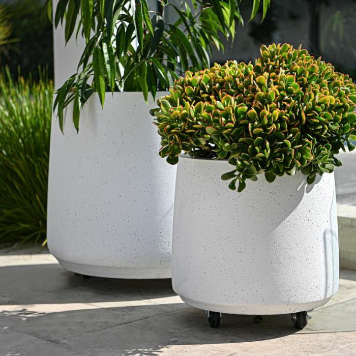 Outdoor Pots | Planter With Castor White Outdoor Pots Outdoor Pots