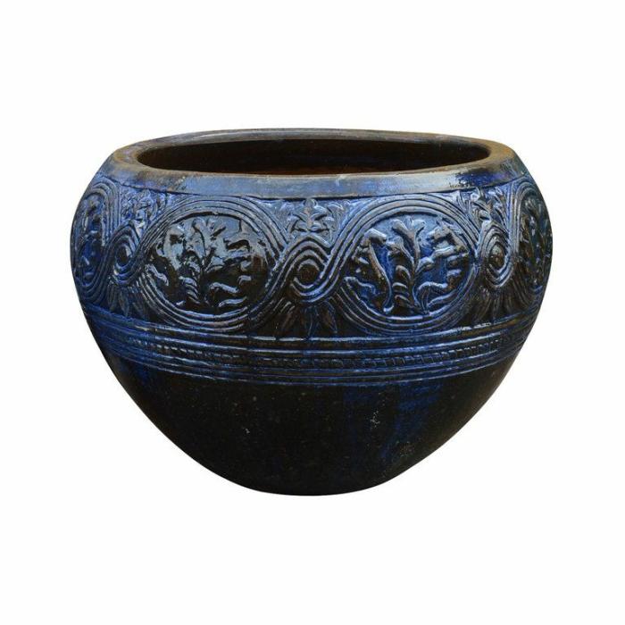 Outdoor Pots | Sfera Egg Pot Antique Blue Feature Pots & Urns Blue