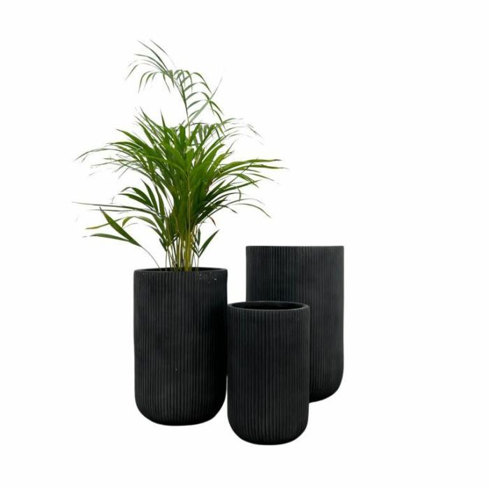 Outdoor Pots | Tall Cylinder Pot Black Outdoor Pots Black