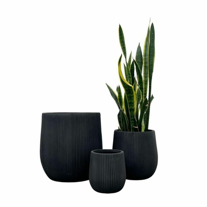 Outdoor Pots | Tall Drum Pot Black Outdoor Pots Black