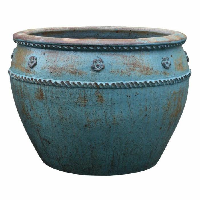 Outdoor Pots | Xabia Round Pot With Lip Feature Pots & Urns Aqua