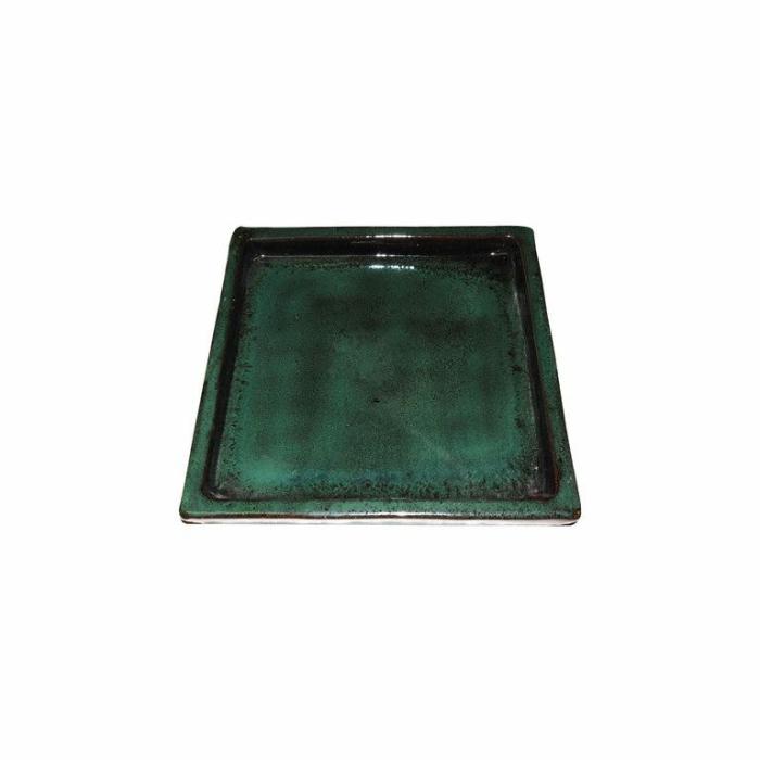 Pot Stands Feet & Saucers | Glazed Square Saucer Green Outdoor Pots Black Green