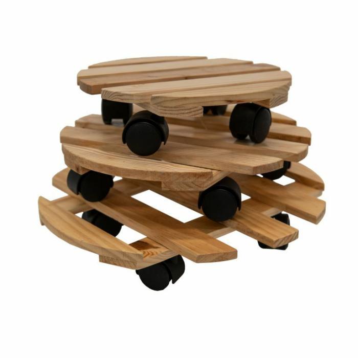 Pot Stands Feet & Saucers | Round Wooden Stand With Rollers Pot Stands Feet & Saucers Pot Stands Feet & Saucers