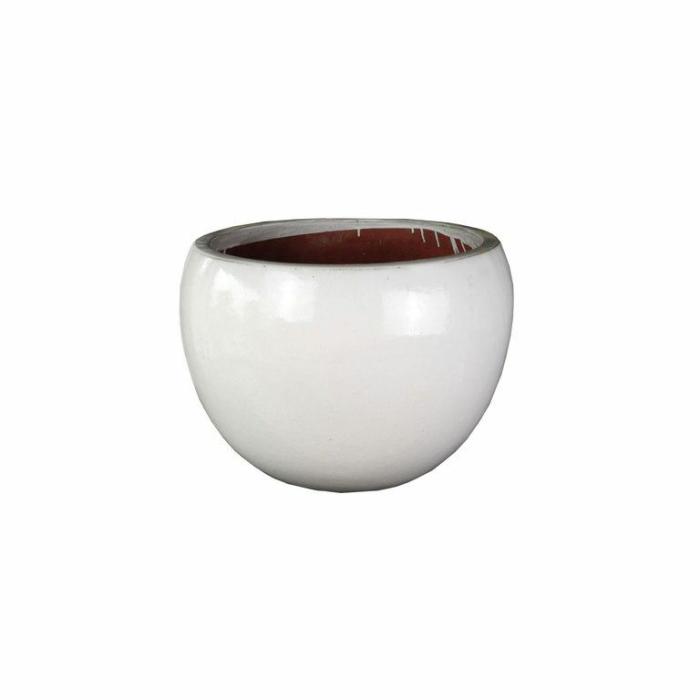 Outdoor Pots | Glazed Bowl Pot White Outdoor Pots Outdoor Pots