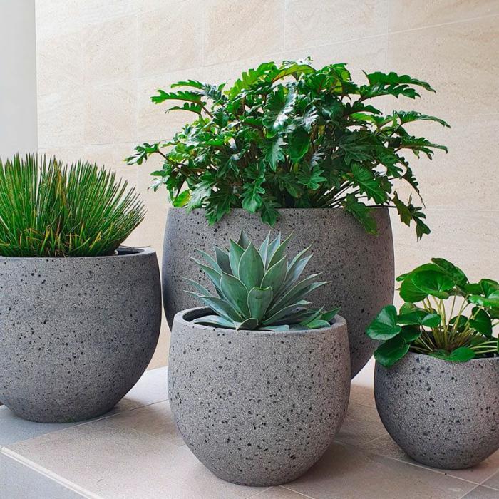 Outdoor Pots | Leighton Round Pot Cement Outdoor Pots Cement