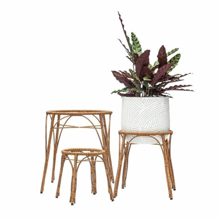 Pot Stands Feet & Saucers | Santa Fe Planter Stand Natural Indoor Pots Indoor Pots